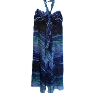 Blue Halter Dress in Size 22 With Jewel Accent